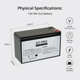 thumbnail image 2 of ECI Pro 12V 9AH Sealed Lead Acid (SLA) Replacement PE12V9 PX12090 UB1290 EXP1290, 2 of 6