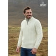 thumbnail image 4 of Aran Men's Merino Wool 1/4 Zipper Sweater Irish Traditional Cable Knitted Pullover Made in Ireland, 4 of 8