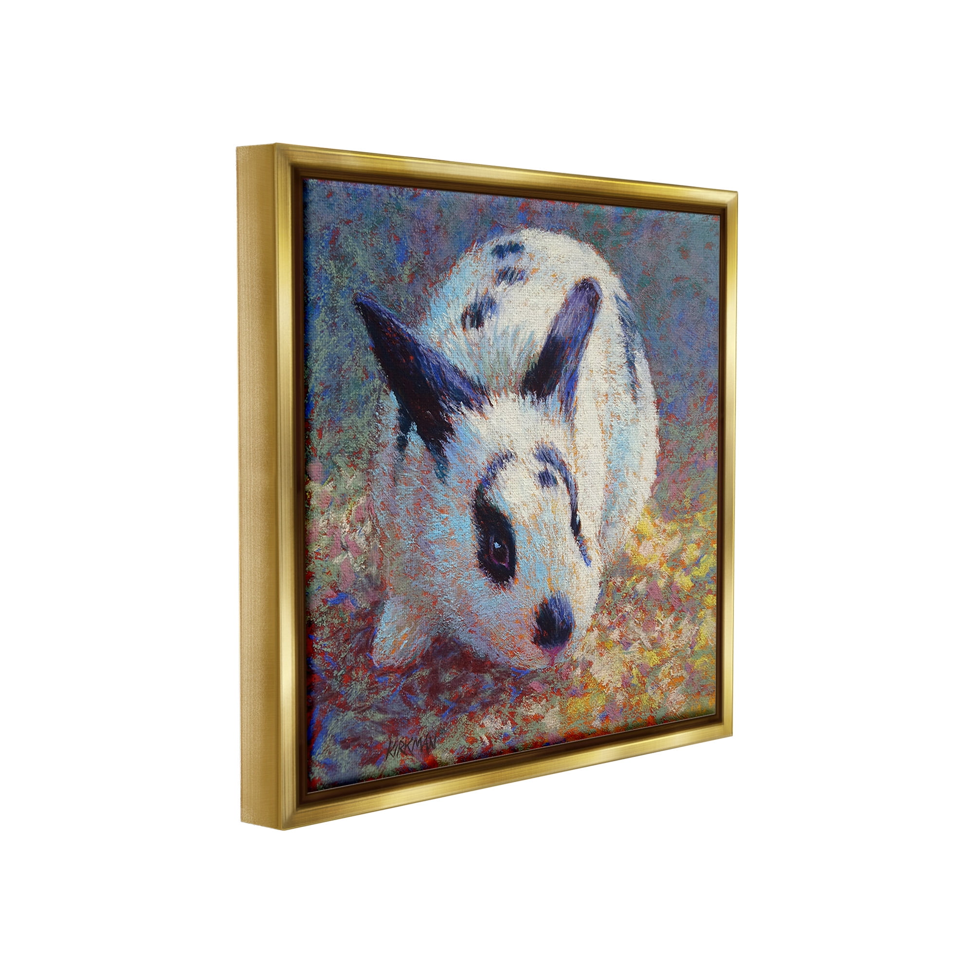 Stupell Industries Abstract Spotted Rabbit Animals & Insects Painting Gold Floater Framed Canvas Art Print Wall Art, 18 x 18