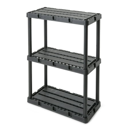 Gracious Living 3 Shelf Knect-A-Shelf Solid Light Duty Storage Unit 24 x 12 x 33", Black