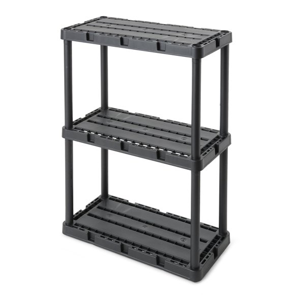 Gracious Living Étagère de Rangement Solide à 3 Tablettes Knect-A-Shelf pour Usage Léger 24 x 12 x 33 Pouces, Noir (Lot de 4)