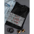 thumbnail image 3 of Eat Sleep K Pop Interference Graphic Women Black T-Shirt, Female Medium, 3 of 4
