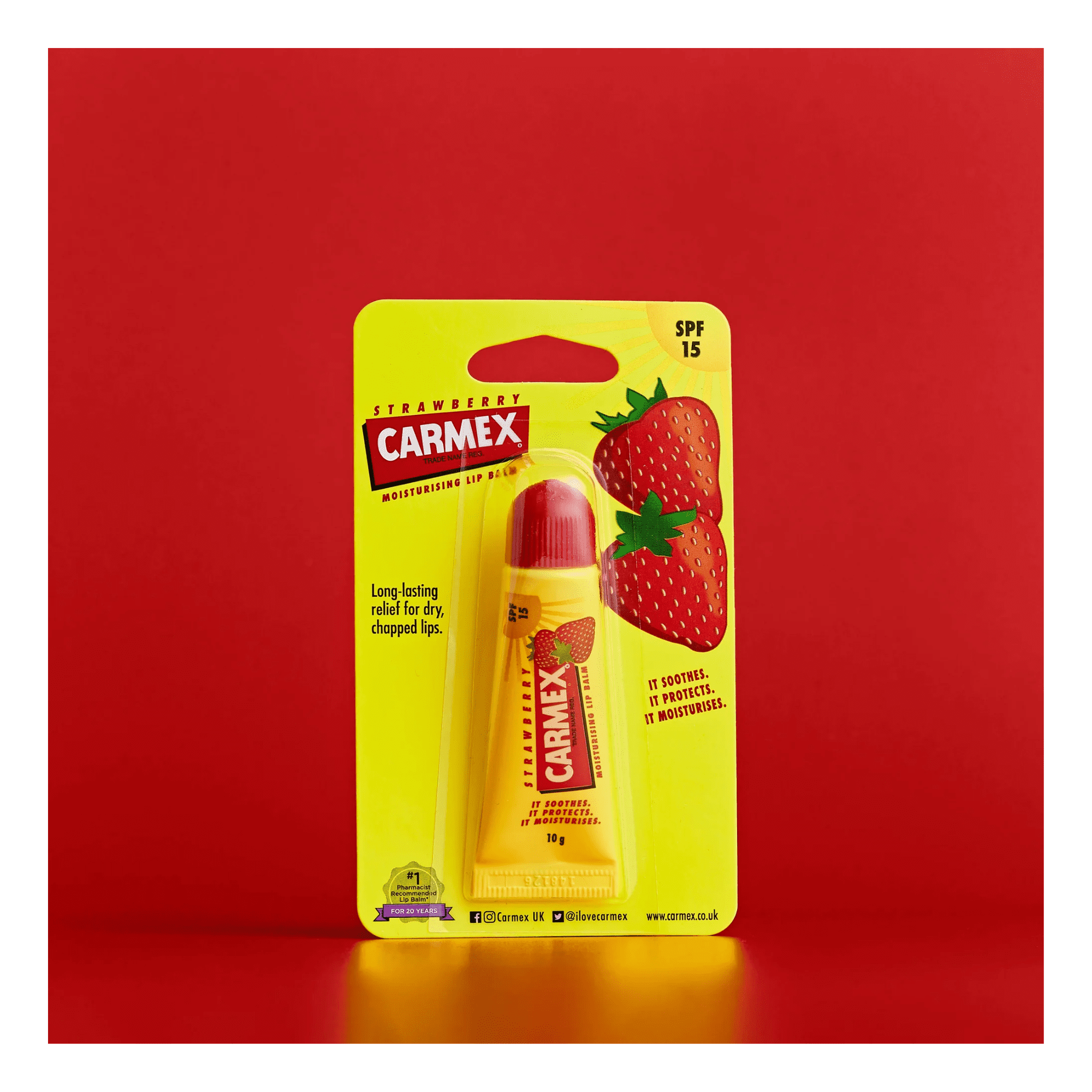 Carmex Classic Medicated Strawberry Flavor Tubes .35 Oz. (Pack of 12)