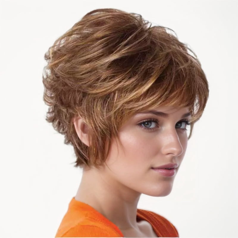 Popular women's short hair curly wig high temperature wire simulation wig natural and lifelike