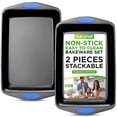 thumbnail image 1 of NutriChef 2 Pack Baking Pans, Kitchen Cookie Sheets with Handles, Gray/Blue, 1 of 8