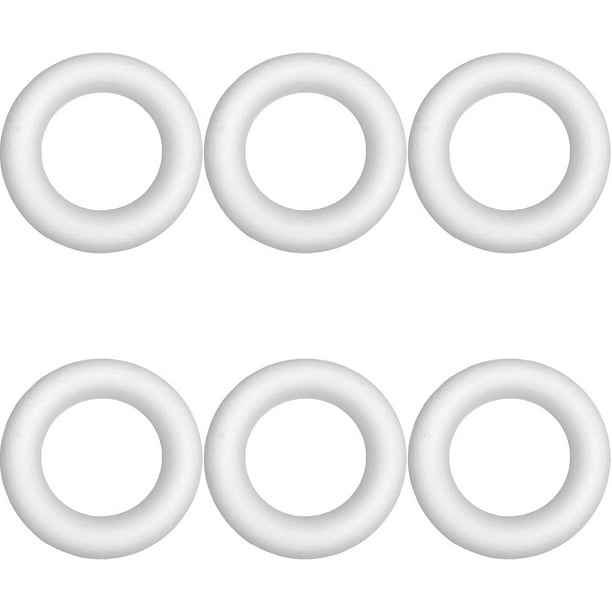 6pcs espuma en blanco círculo pintura de bricolaje manualidades de espuma de espuma formas de corona de espuma para manualidades de bricolaje anillos sin pintar