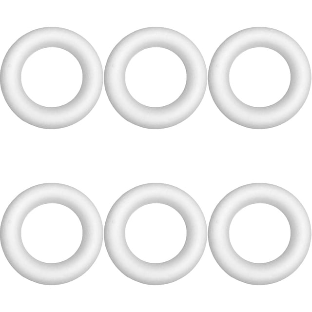 6 Pcs Mousses Vierges Cercle DIY Peinture Mousse Artisanat Formes de Couronne en Mousse pour Artisanat DIY Anneaux Non Peints