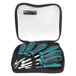 7pcs 45# Tournevis à manches en acier hexagonal AntiSlip Poignée Vis de prise de courant Ensemble d'outils portatifs à main avec sac de rangement