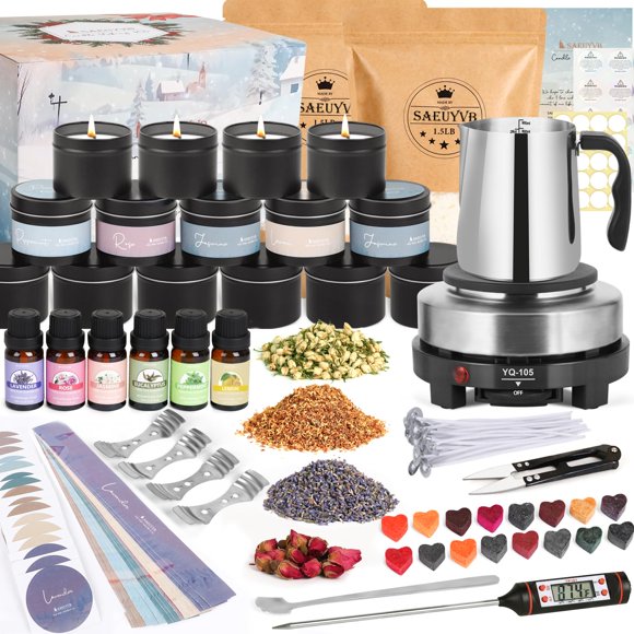 Kit de fabricación de velas SAEUYVB con fundidor de cera para adultos con cera de soja