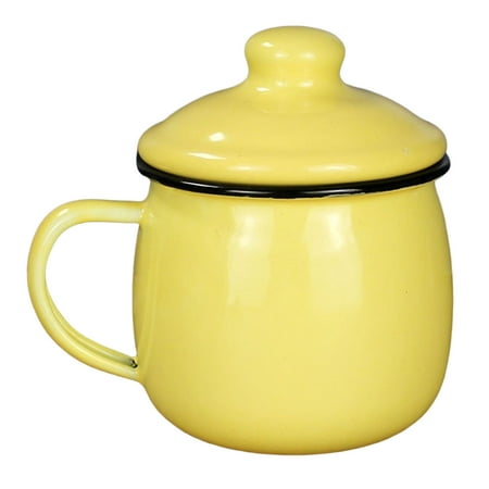 

380ml Enamel Drinking Mug Cup Tea Cup Coffee Mug with Handle for Restaurant Kitchen Camping Dining Room Home Yellow