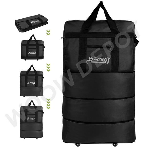 WOOW DEPOT 34in Expandable Suitcase Bag 3 Layer Foldable Rolling Luggage Wheeled Handbag Large for Home Storage Travel Business Moving