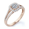 thumbnail image 4 of JeenMata 1.25 Carat Round Cut Halo Engagement Ring in 18K Rose Gold over Silver, 4 of 7