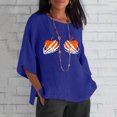 thumbnail image 2 of Nueva camisa de lino con cuello redondo informal de manga tres cuartos con estampado de Halloween Camiseta/camisa de manga corta con cuello redondo Pompotops hfajkhk141271, 2 of 5