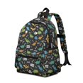 thumbnail image 2 of Black Cartoon Dinosaurs Text Pattern Cute School Backpack with Padded Back and Adjustable Shoulder Straps 13.4"x11"x4.7", 2 of 5