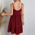 thumbnail image 4 of Dresses for Women 2025 Summer Saving, Ladies' Summer V-neck Strap Solid Color Dress(Wine,M), 4 of 9