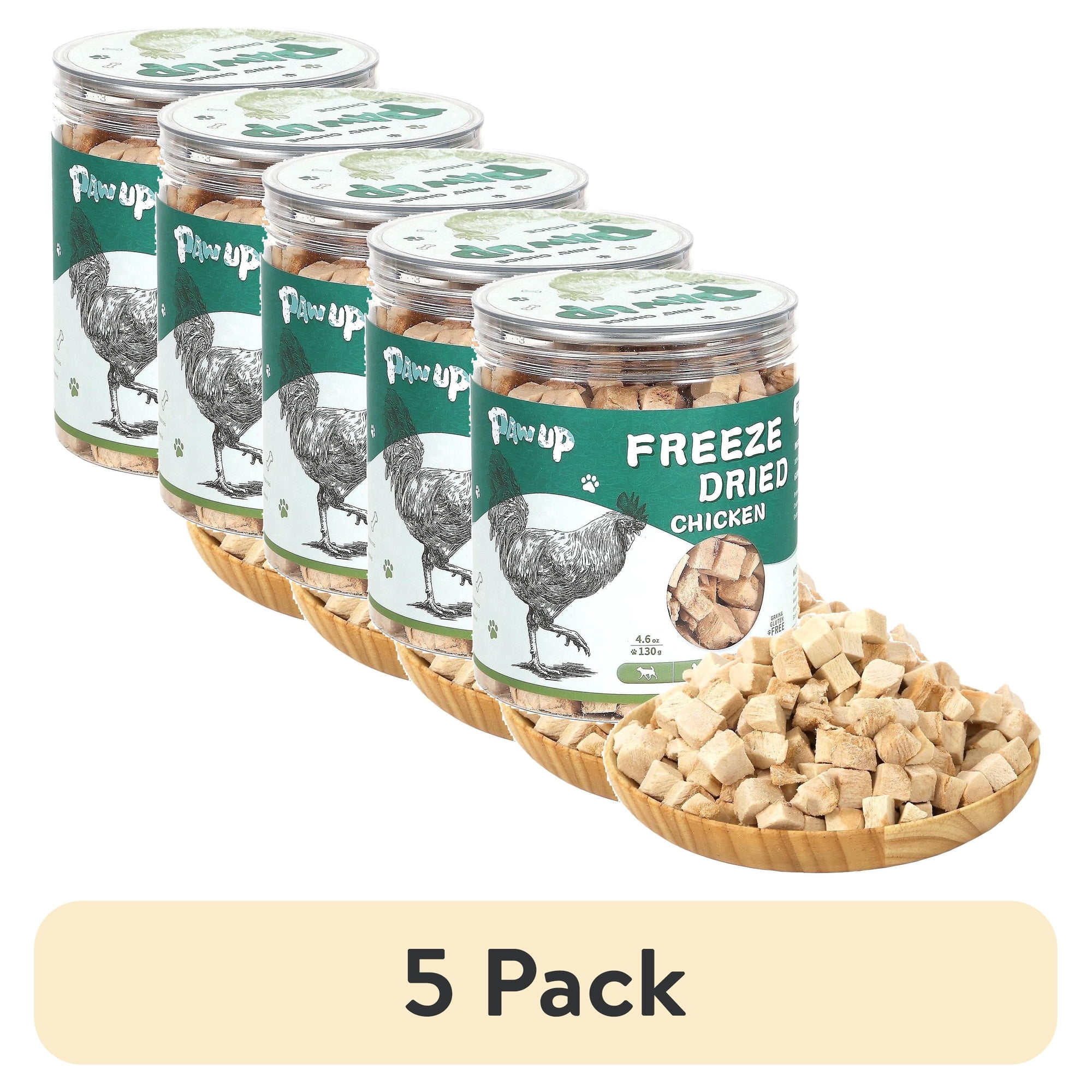 (5 pack) PAWUP Freeze Dried Chicken Treats for Dog and Cat, Single Ingredient Chicken Breast, Grain Free, High Protein Snacks for Training, 4.6oz