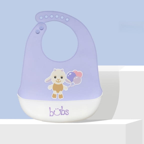 Food Grade Silicone Baby Feeding Bib, Waterproof Easy Wipe Clean Drool Bib with Food Catcher Pocket, Lightweight Summer Reusable Toddler Bib