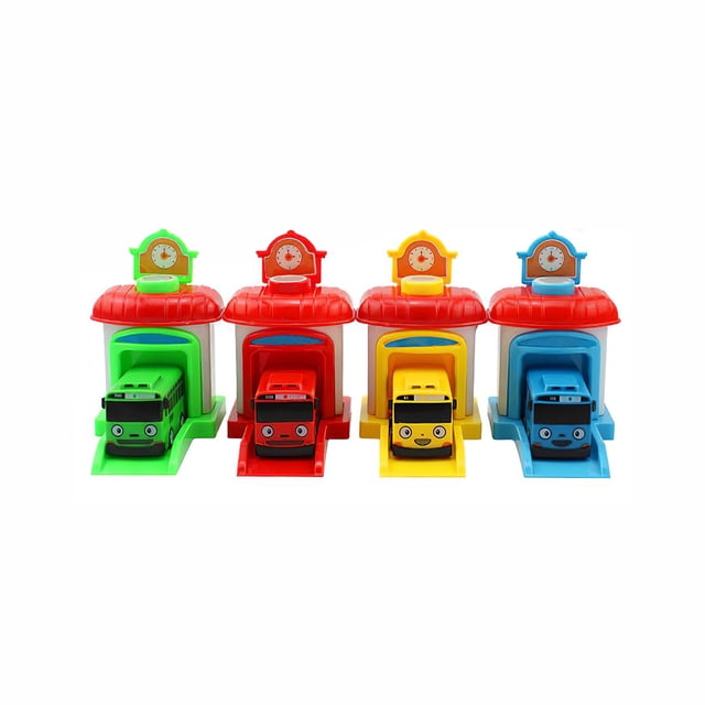 Autobús De Juguete De Dibujos Animados, Juego De Coche De Plástico Extraíble, Modelo De Autobús De Juguete De Fuerza Trasera, Regalo Para Niños En Edad Preescolar, Niños Mayores De 3 Años 4 Piezas Yuarrent FN002793-00