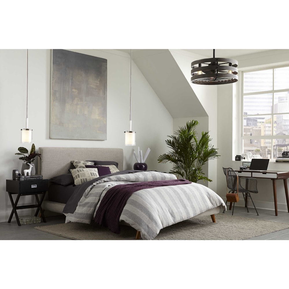 Progress Lighting Gulliver 3-Light Ceiling Fan, Galvanized, Antique White Wood Shade