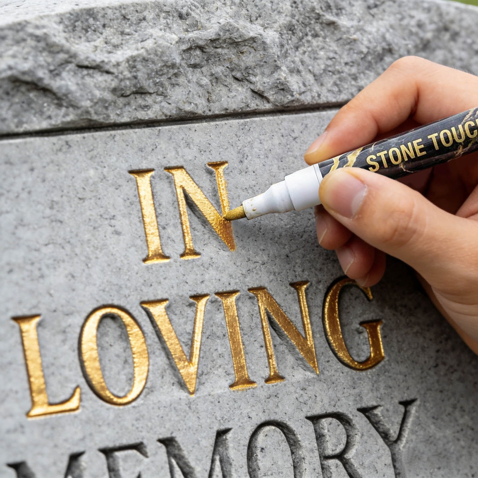 2 Pack Marker Pen for Restoring Faded Grave Inscriptions, Fast-Drying Stone Touch Up Pen, Paint Markers for Granite Headstones Grave Marker Mug, Gold