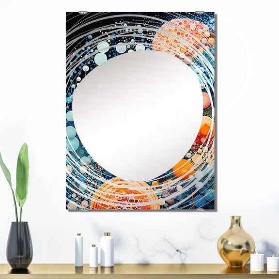 Designart "Microscopic Fantasia in Colorful Ink River IV" Abstract Shapes Oversized Wall Mirror - Modern Abstract Living Room Wall Mirror - Multiple Color Options
