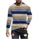 thumbnail image 2 of Blusas y camisas de manga larga con cuello redondo para hombre, blusa informal de manga larga con cuello redondo y estampado de rayas, blusa de poliéster para hombre, 2 of 5