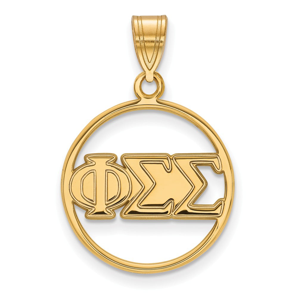 Solid 925 Sterling Silver with Gold-Toned Sigma Sigma Sigma Small Circle Pendant 