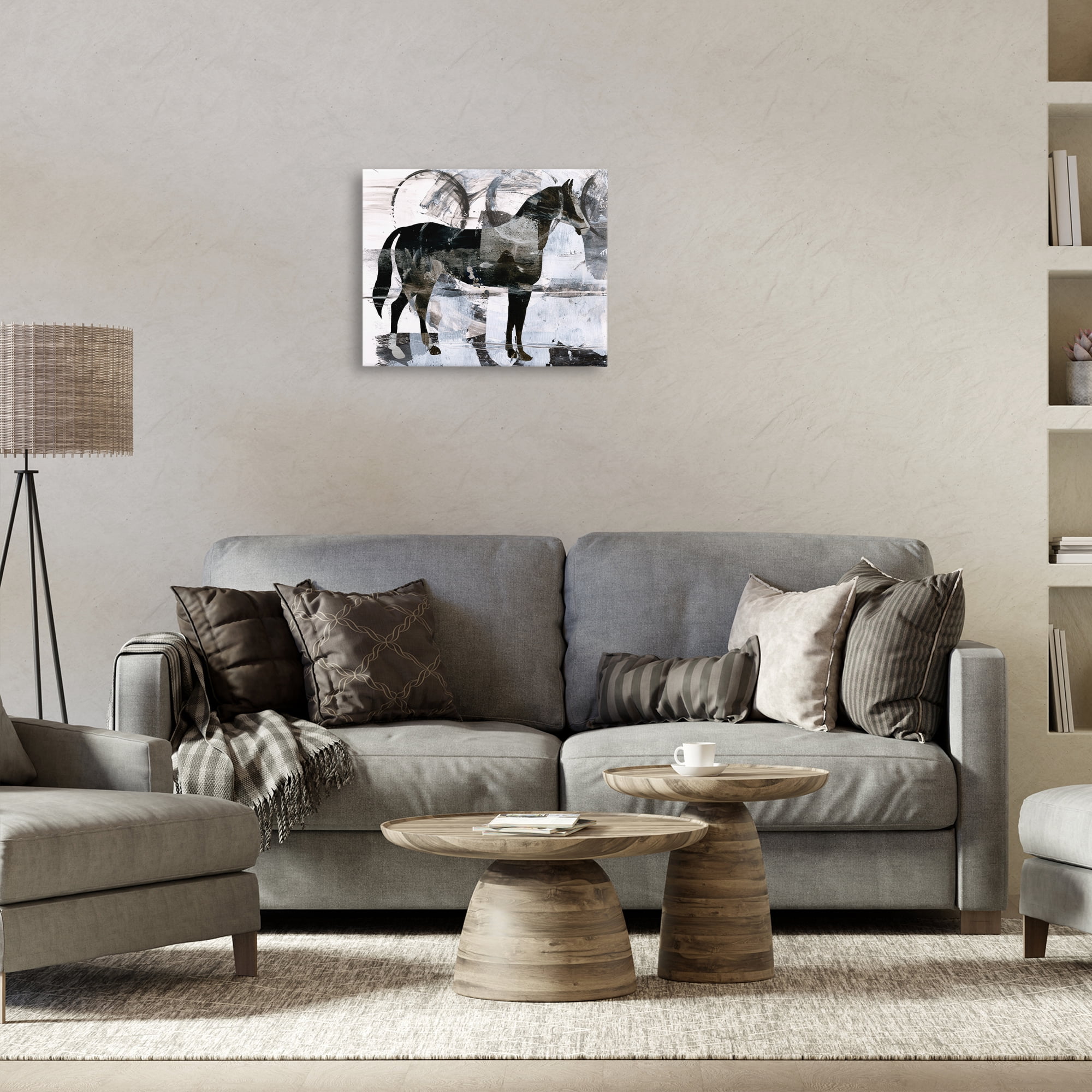 Stupell Industries Circle Pattern & Horse Animals & Insects Painting Gallery Wrapped Canvas Art Print Wall Art, 20 x 16