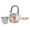 thumbnail image 5 of Japanese Design Maneki Neko Lucky Cat Pink 20oz Ceramic Tea Pot and Cups Set, 5 of 7