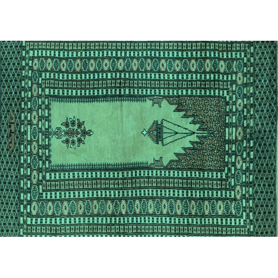 Ahgly Company Machine Washable Indoor Rectangle Abstract Turquoise Blue Modern Area Rugs, 3' x 5'