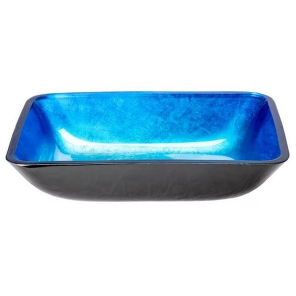 Eden Bath EB-GS79 4.375 in. Rectangular Foil Glass Vessel Sink with Exterior&#44; Royal Blue & Black