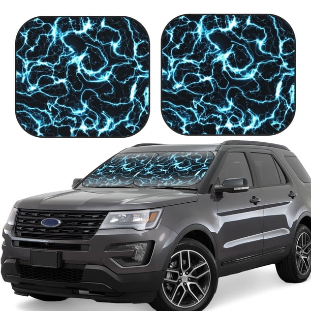 Balery Lightning Parasol para parabrisas de coche de 2 piezas | Parasol plegable para parabrisas delantero de coche para la mayoría de sedanes-Medium