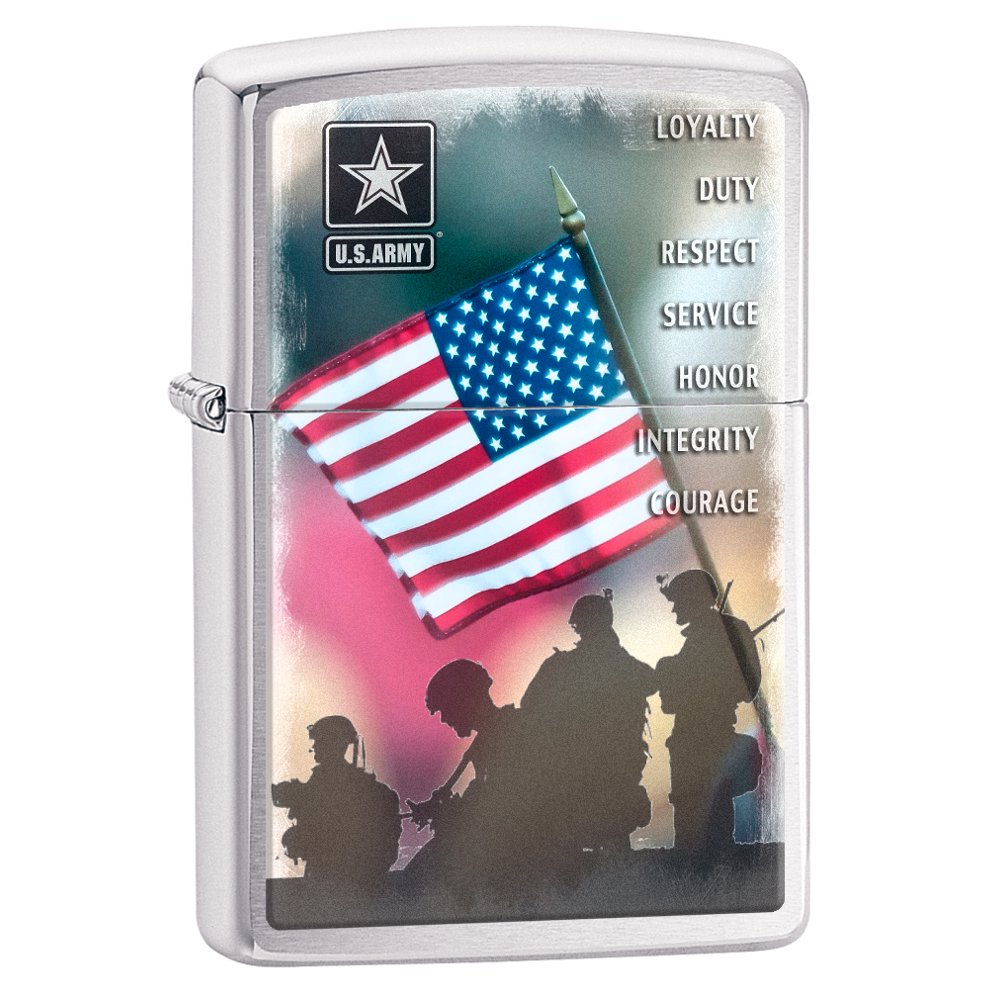 Zippo Lighter U.S. Army Soldiers Brushed Chrome