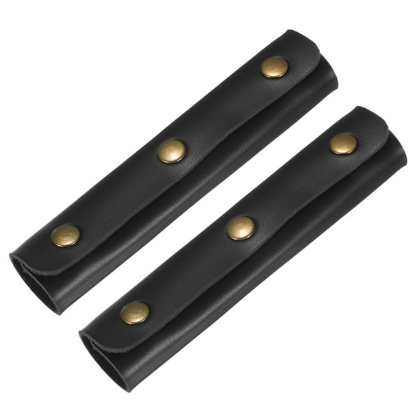 Uxcell 2Pcs Funda de Cuero con 3 Broches Metálicos para Maletas, Negro