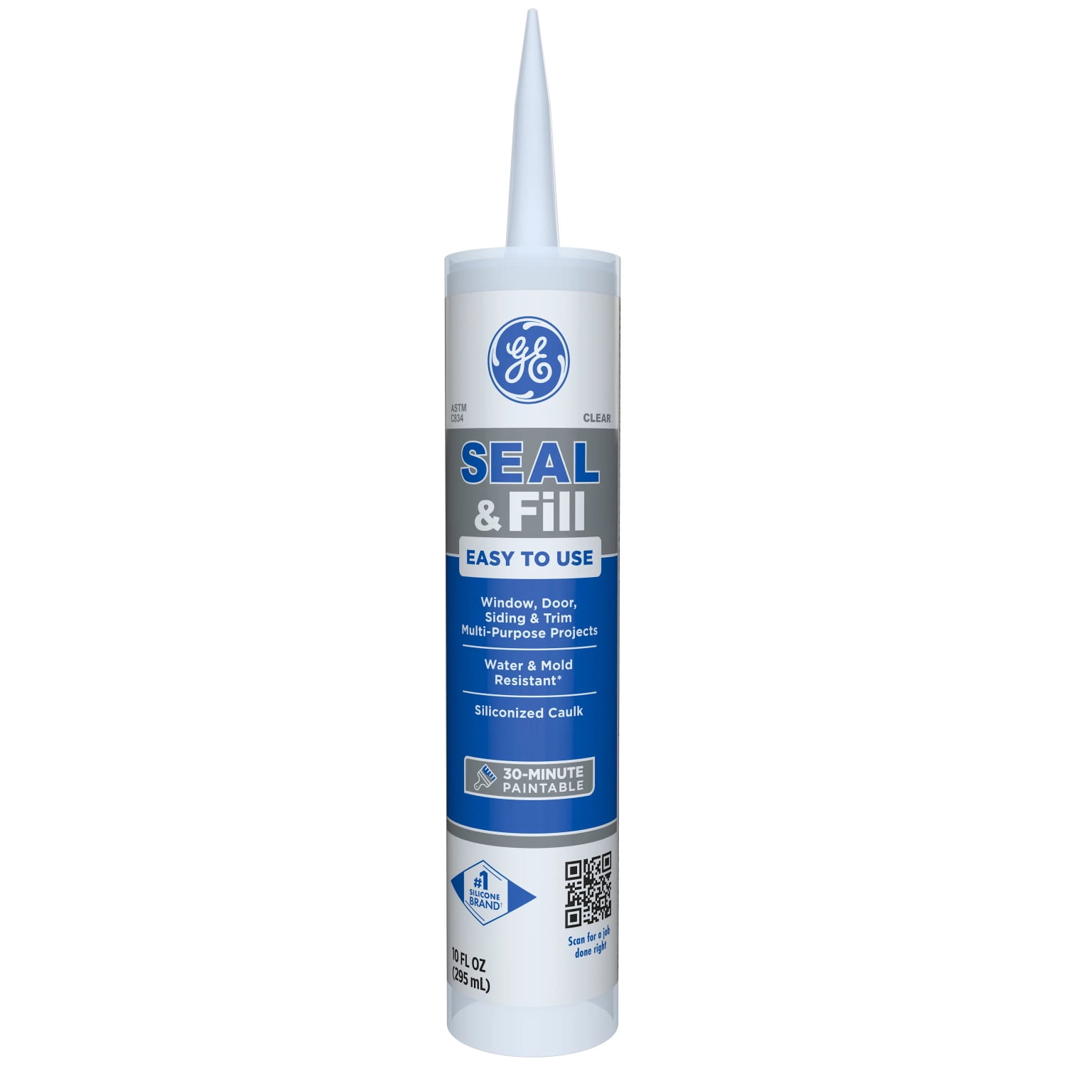 (6 pack) GE Seal And Fill Multipurpose Window & Door, Pack of 1, Clear 10 fl oz Cartridge