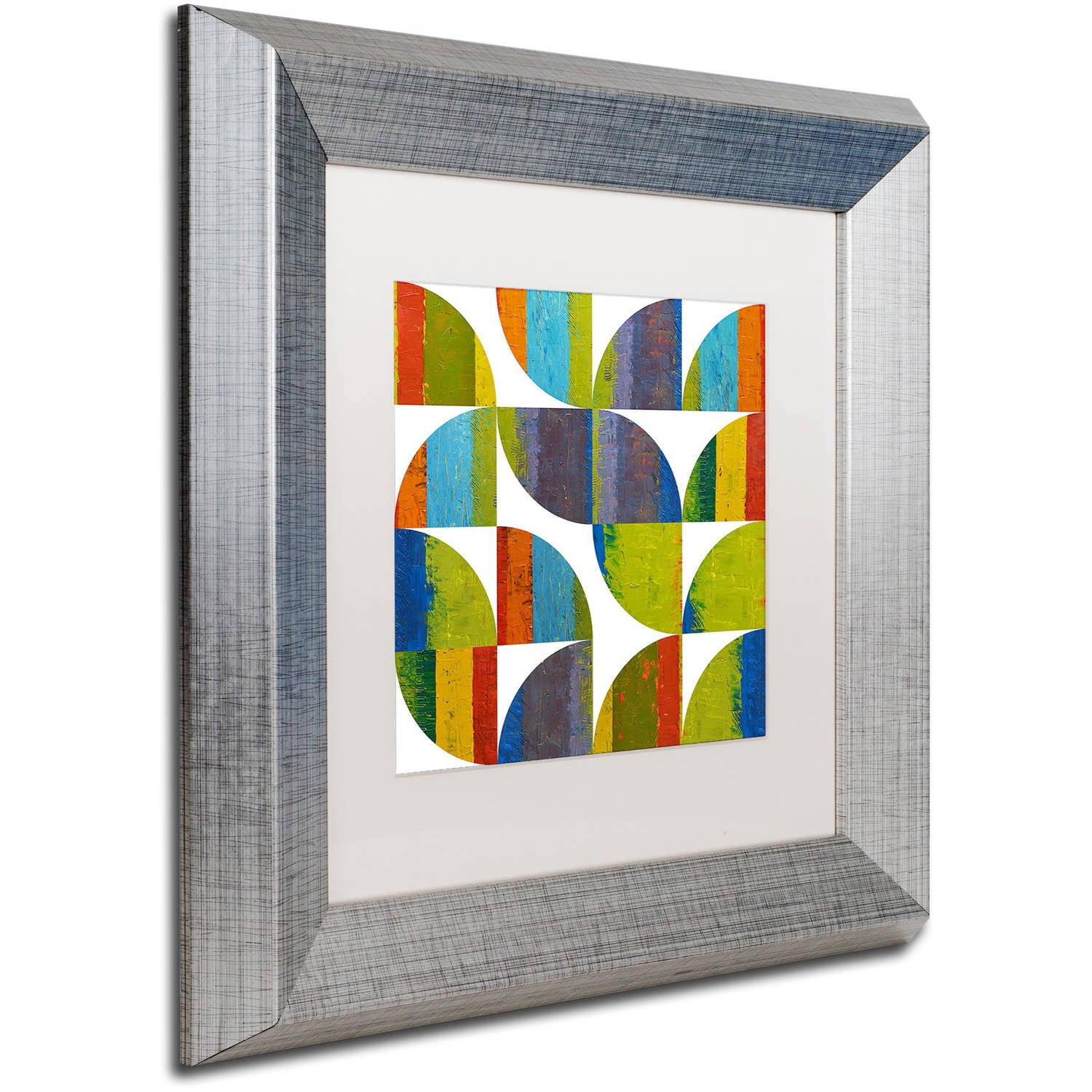 Trademark Fine Art "Quarter Rounds 3.0" Canvas Art by Michelle Calkins, White Matte, Silver Frame