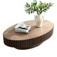 thumbnail image 2 of GZXS Handcrafted Elliptical Coffee Table, 43.7" Modern Accent Center Tea Table with Sturdy MDF Pedestal for Small Living Spaces, 350lbs Weight Capacity (Walnut), 2 of 8