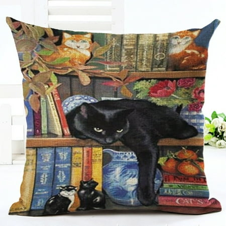 Indoor Outdoor Cushions, Funda de almohada con estampado de gato bonito, estilo Vintage, funda de cojín Retro