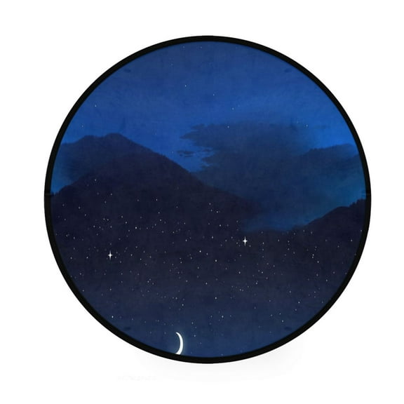 Starry Night Scenery Memory Foam Bath Mat 36" Absorbent Rug with Non Slip Base and 4 Bonus Pads