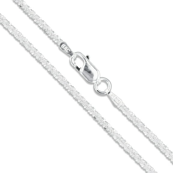 Sterling Silver Diamond-Cut Popcorn Chain 4.3mm 925 Criss Cross Necklace 18" Jewelry Female Unisex