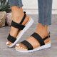 thumbnail image 2 of Bmisegm Women's Summer Fashion Retro Thick Bottom Open Toe Leather Sandals Casual Comfortable Outdoor Beach Sandals Sandals Women Summer Black 8.5, 2 of 8