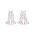 thumbnail image 2 of WEIKBMOL Kids Girls Bib Overalls Knotted Straps Bow Print Sleeveless Flared Jumpsuit Suspender Pants for Toddler Baby, 2 of 9