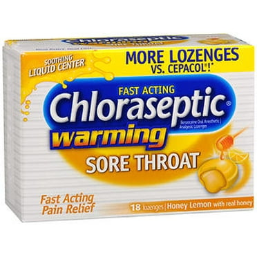Chloraseptic Sore Throat Lozenges, Warming Honey Lemon Flavor, 18 Count, 3 Pack