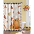 thumbnail image 2 of Fall Thanksgiving Shower Curtain Set ，Waterproof Fabric Shower Curtains Pumpkin Maple Leaf Black Trellis Shower Curtains for Bathroom,Bathroom Decor 72"x72", 2 of 7