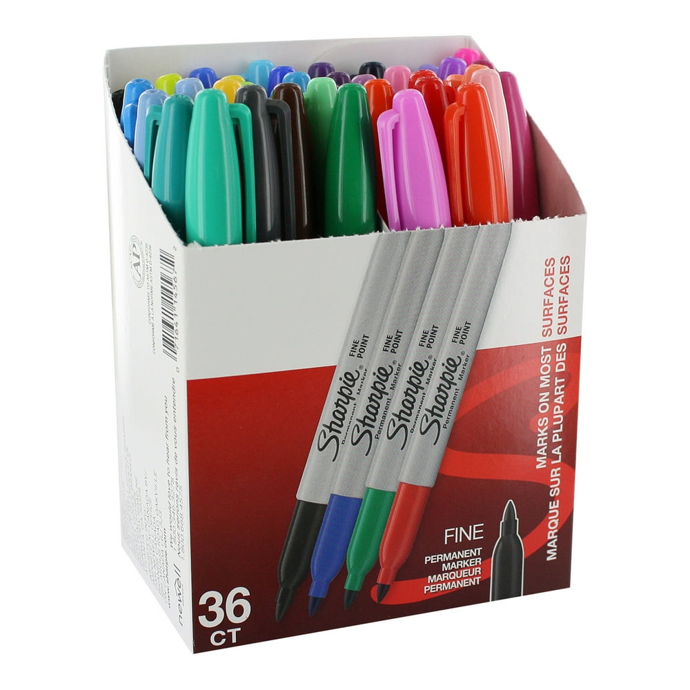 Sharpie Permanent Markers, Fine Point, Assorted Colors, 36 Pack