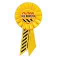 thumbnail image 2 of Beistle Pack of 6 Golden Yellow "Caution: Retired" Retirement Party Rosette Ribbons 6.5", 2 of 2