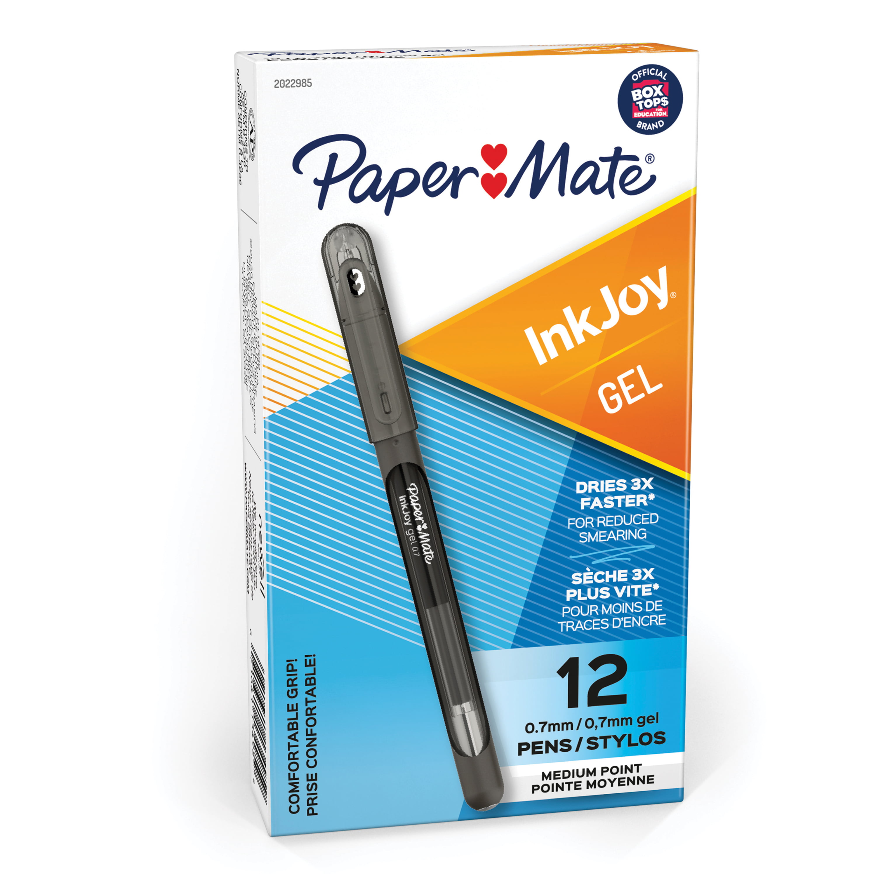 12 Pack Paper Mate InkJoy Retractable Ballpoint Pen .7mm Black Ink White Barrel 
