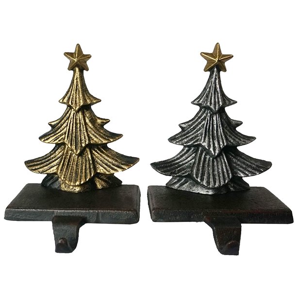 Lulu Decor, Cast Iron Christmas Tree Stocking Holders, Sold in Set of 2