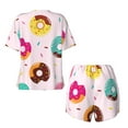 thumbnail image 6 of "Wukai Donut Women's Pajama Set - Short-Sleeve Top and Shorts with Elastic Waistband and Pockets for Loungewear, Yoga, and Casual Wear-Small, 6 of 8