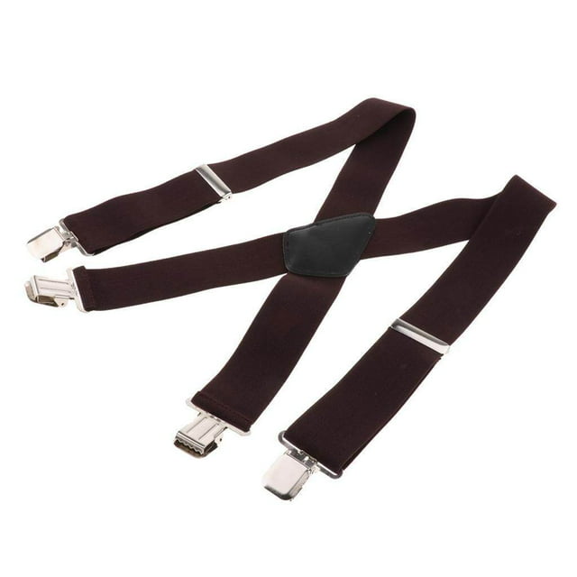 Suspenders w/ Heavy Duty Clips&X Back for men Adjustable Straps for Adults coffee